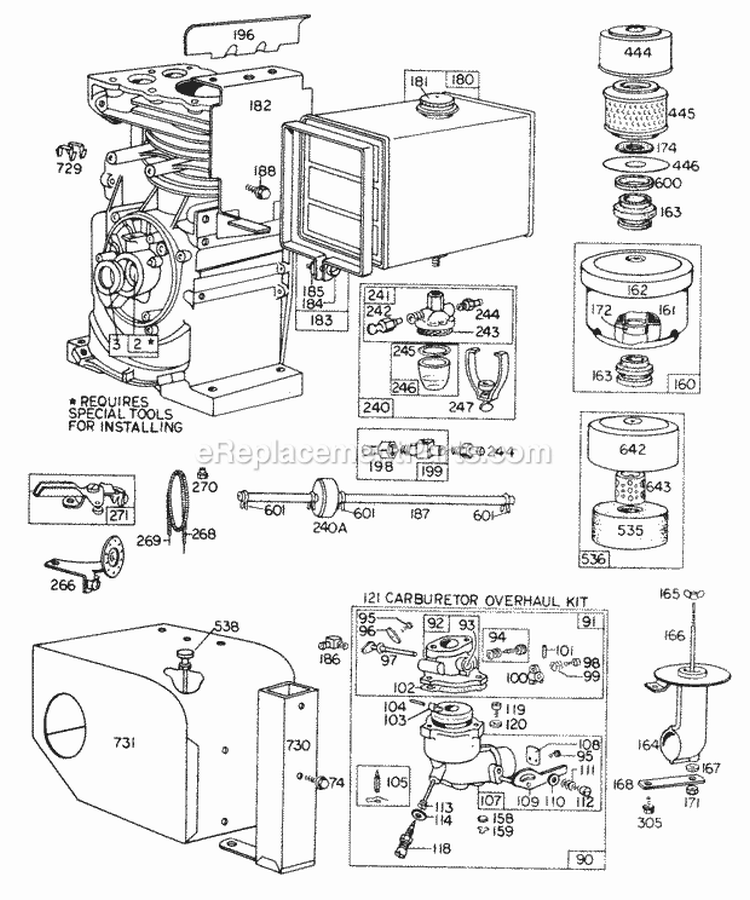 Carb AssyFuel Tank AC Diagram and Parts List for 146451-1144-99  Briggs and Stratton Engine